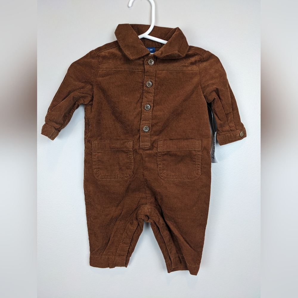 Old Navy Corduroy Jumpsuit Baby 0-3 Months Brown 1 Piece Long Sleeve fall Romper